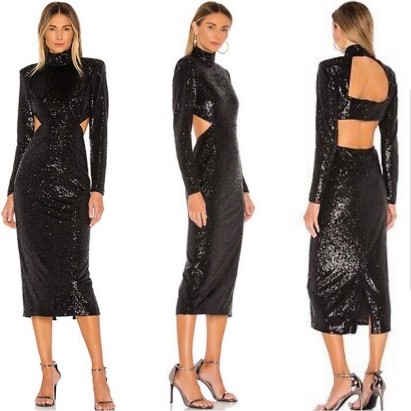 cinq a sept Dresses & Skirts - Cinq à Sept Daniela cutout sequin midi dress in black, US2